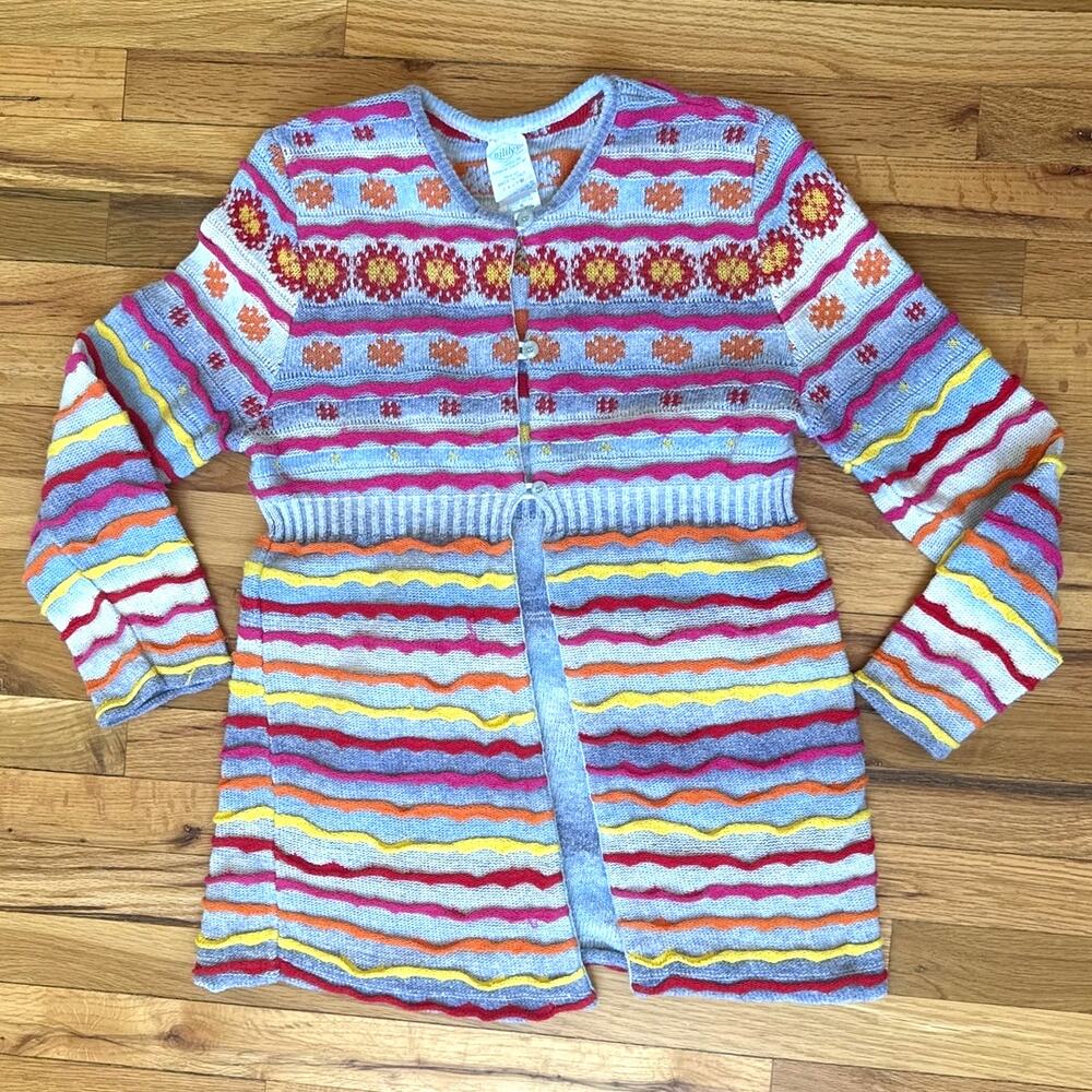Oilily Girls Cardigan Sweater in Bright Stripes Size 10